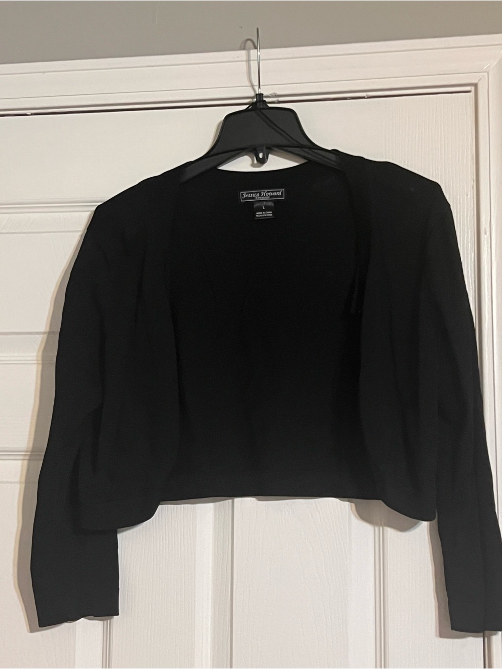 Jessica Howard Black Cropped Open-Front Bolero Cardigan